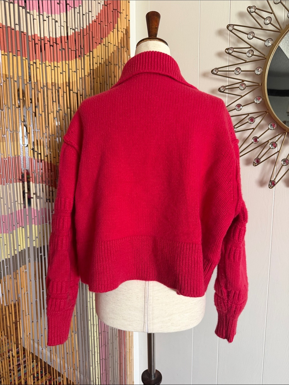 ba&sh Red Textured Collared Knit Sweater - Picture 5 of 5